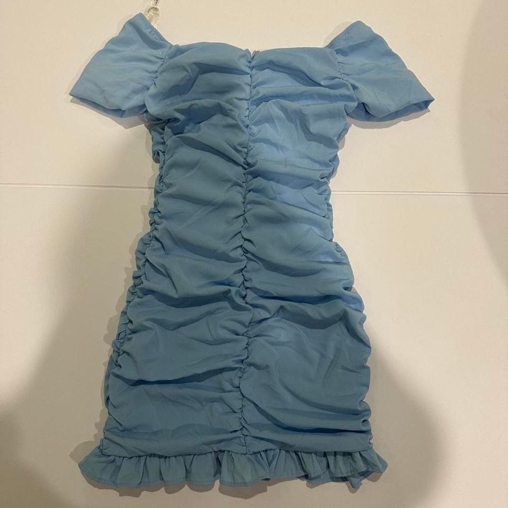 Sugar Thrillz Blue Ruched Mini dress, Size Small - Picture 5 of 5